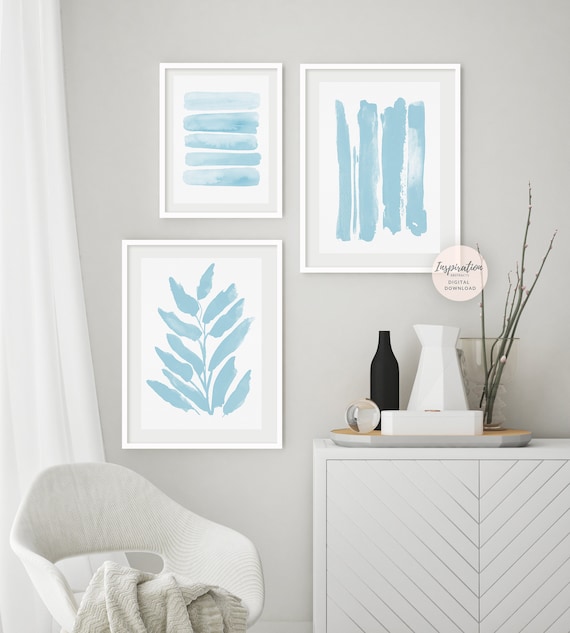 Pale Blue Gallery Wall Set, Nursery Prints, Printable Abstract Art, Minimalist Print Set, Coastal Decor, Zen Wall Art, Large Wall Art