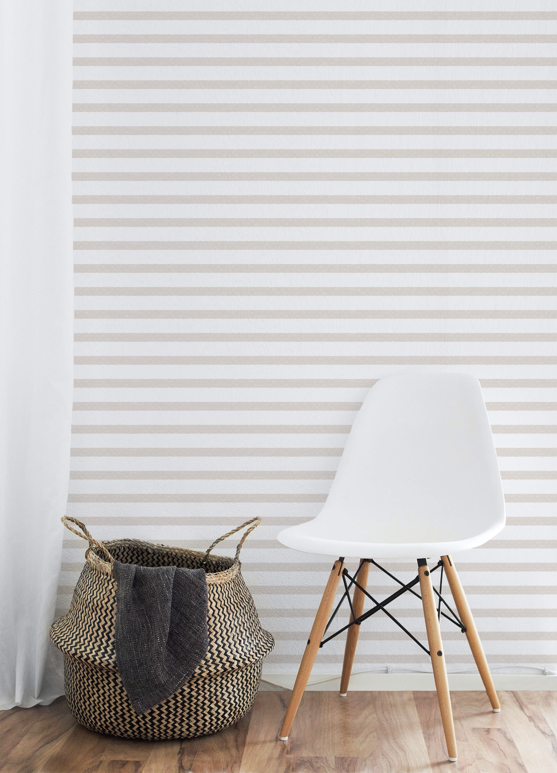 Beige Striped Wallpaper Peel and Stick Wallpaper Minimal Etsy