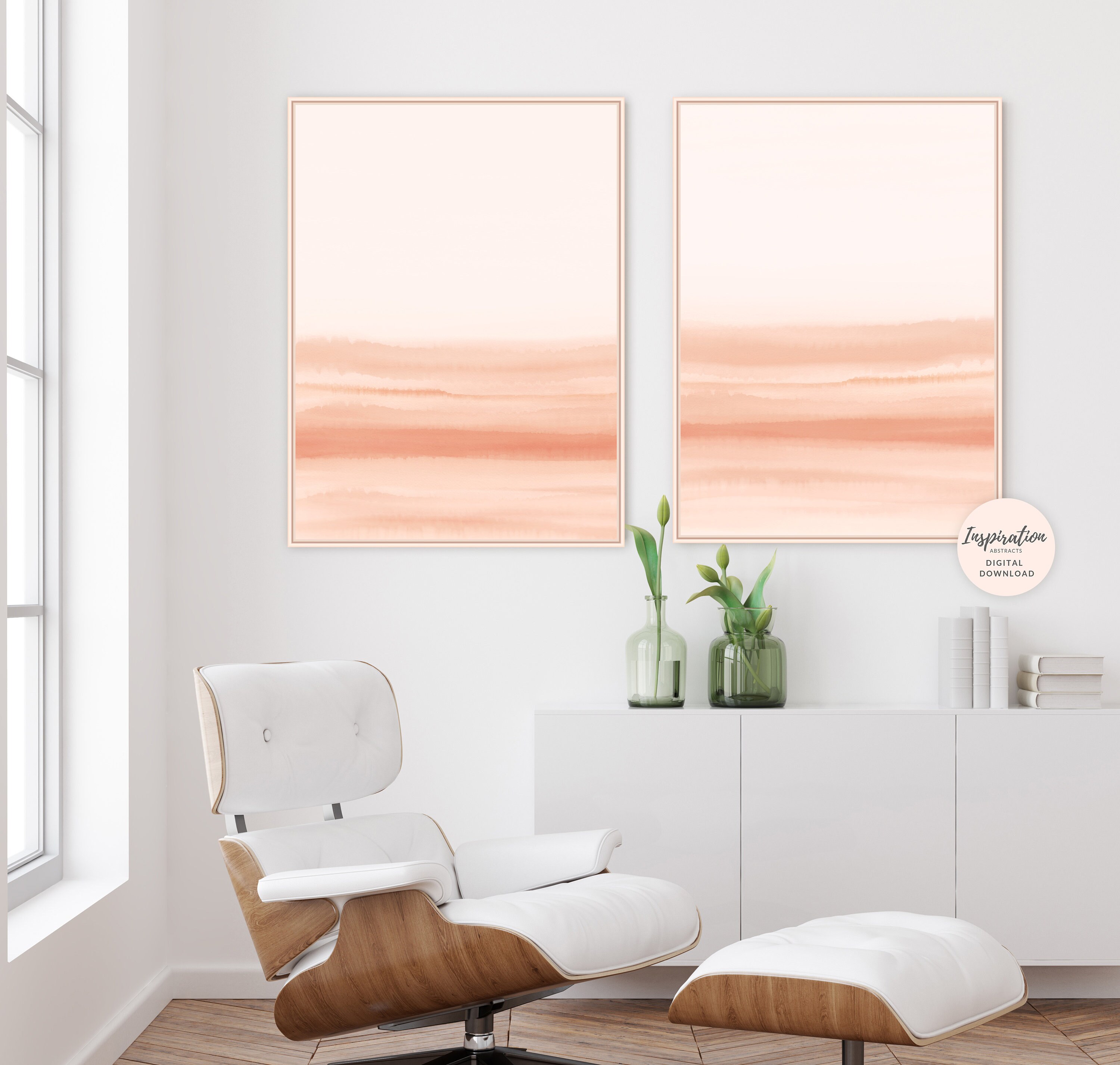 Set Of 2 Prints Watercolour Paintings Burnt Orange Wall Art