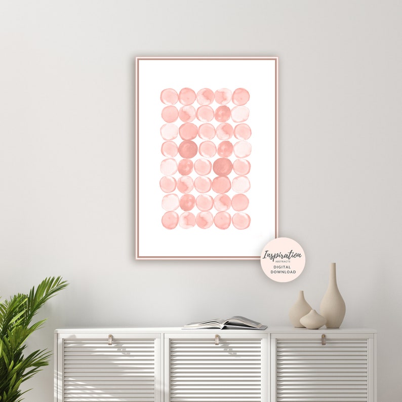 Blush Pink Wall Art Circles Print Minimalist Art Nursery Etsy