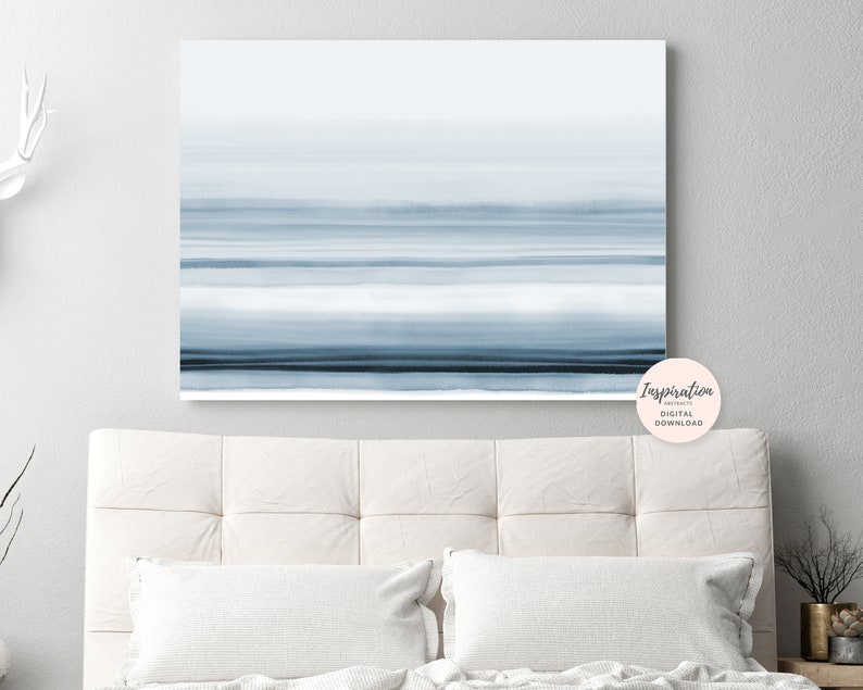 Calming Watercolour Painting, Horizontal Wall Art, Coastal Wall Art, Large Abstract Painting, 24x36 Art Print, Printable Art image 7