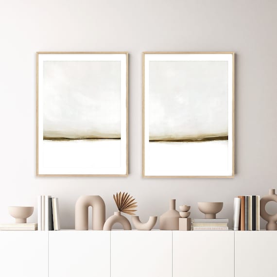 Set of Two Abstract Landscape paintings, Modern Zen Wall Art, Printable Art,  Abstract Art, Minimalist Paintings