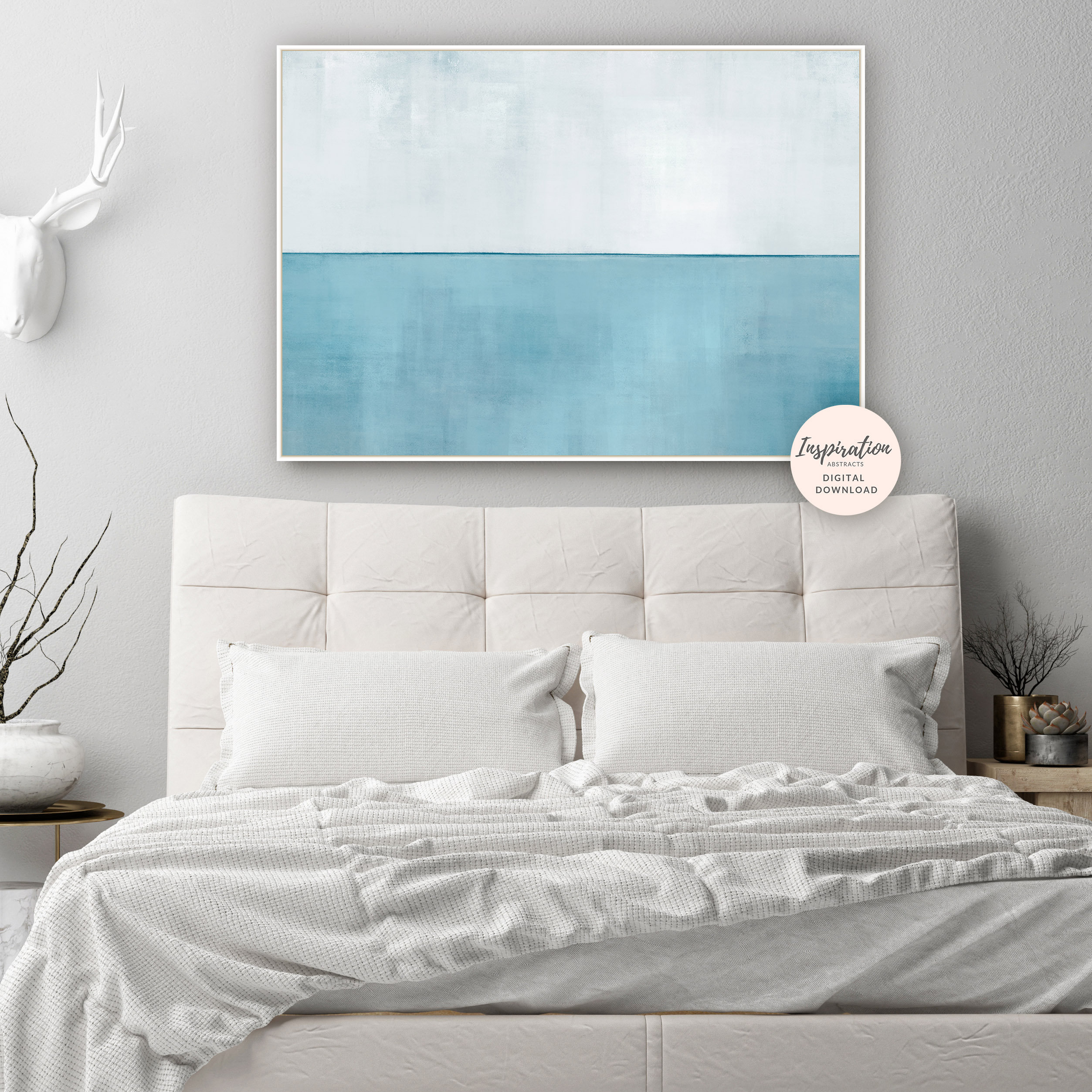 Large Abstract Art Blue Grey Wall Art Beach House Art - Etsy