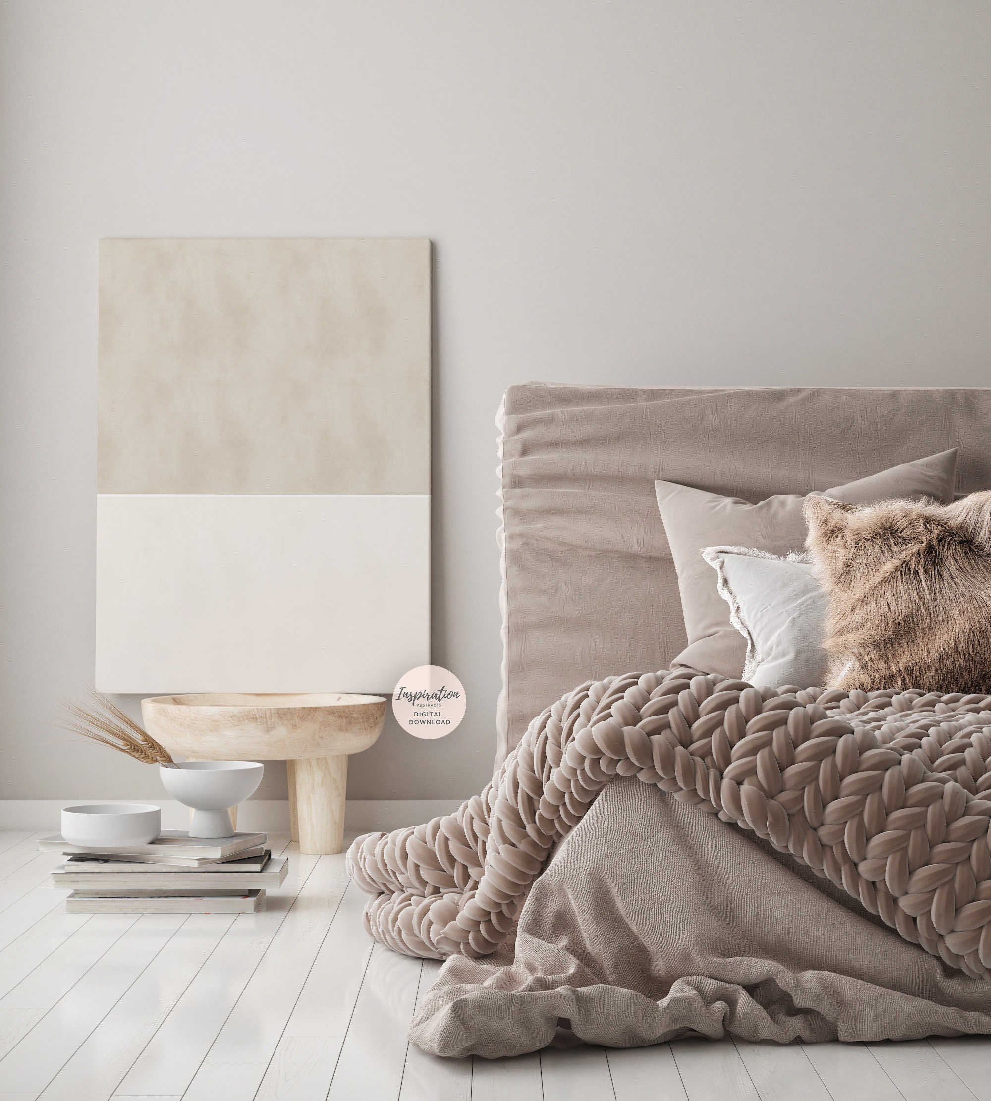 Large Abstract Painting, Minimal Wall Art, Neutral Tone Print