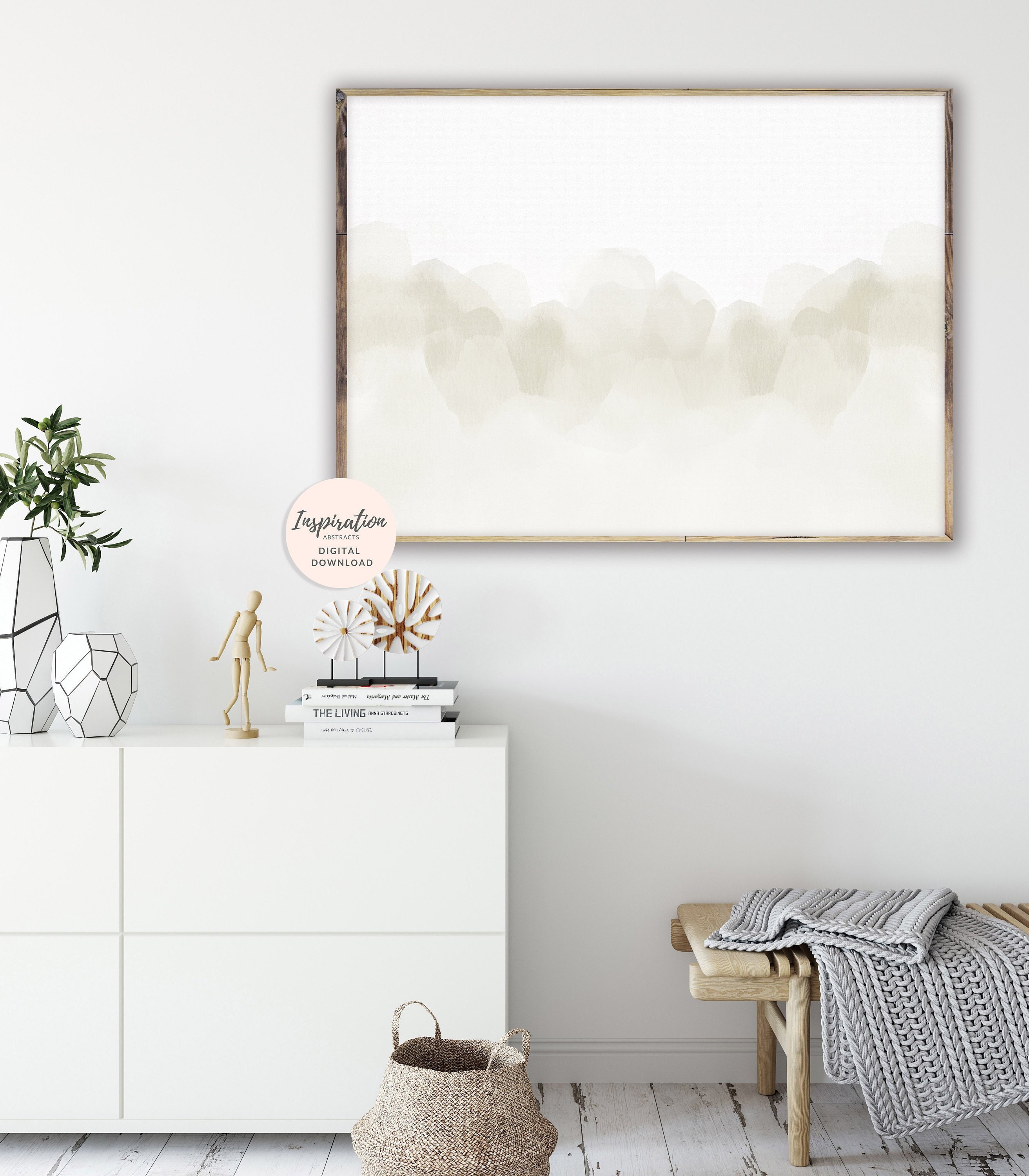 Beige Wall Art Calming Abstract Art Watercolour Painting Etsy