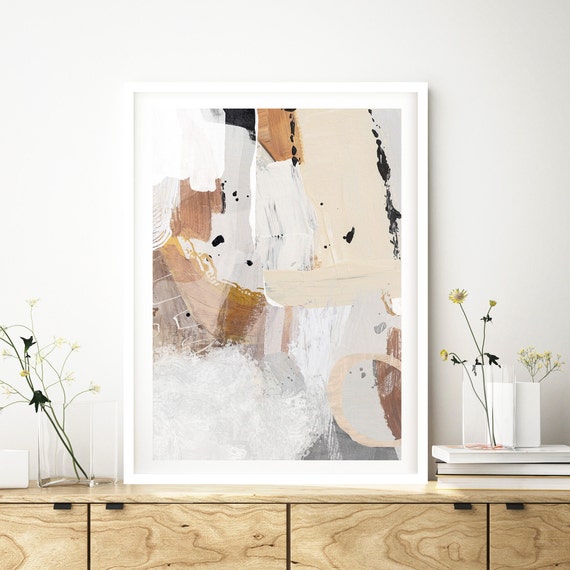 Large Abstract Painting, Neutral Abstract Art, Instant Download, Modern Wall Art, Acrylic Painting, Mixed Media Art