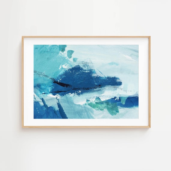Printable Abstract Painting, Modern Beach House Art, Blue Green Coastal Art, Bathroom Artwork, 24x18 Wall Art Print