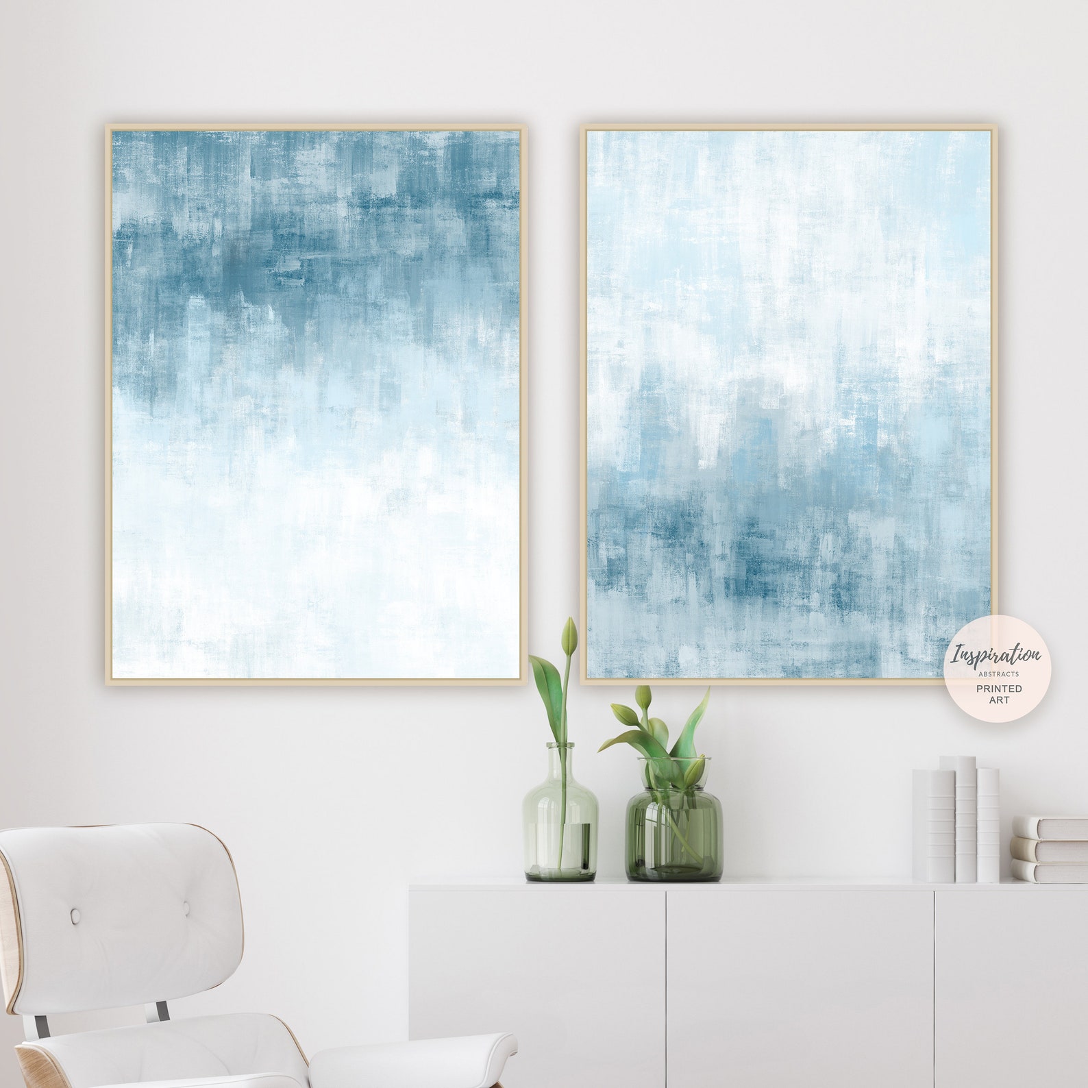 Set Of Two framed Art Prints Pale Blue Wall Art Coastal Wall Etsy