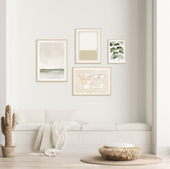 Peaceful Gallery Wall Art, Set of 4 Prints, Restful Wall Art, Zen Art Prints, Instant Download Art, Sage Green Decor, Minimalist Wall Art