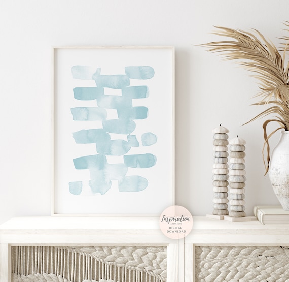 Modern Abstract Watercolour Painting, Pale Blue Wall Art, Printable Art, Zen Wall Art, Abstract Art, Minimal Wall Art, Nursery Print