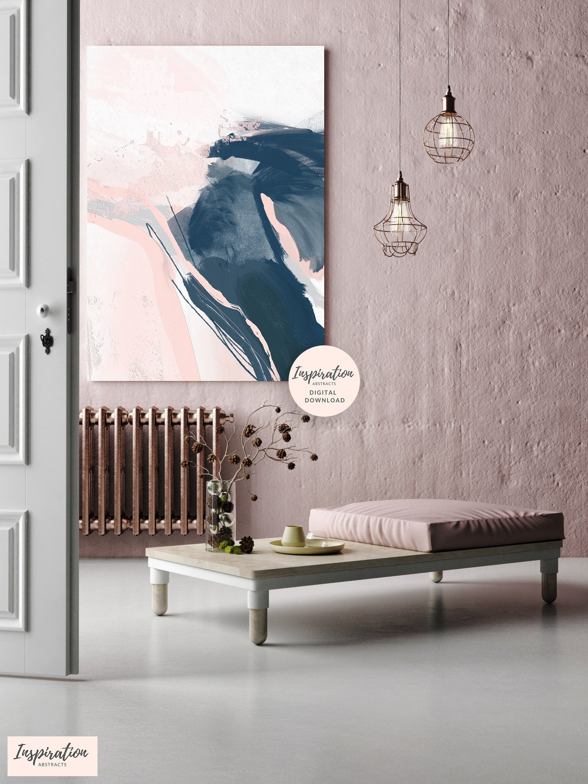 Pink Navy Wall Art 24x36 Art Print Printable Painting Oversized Wall Art 50x70 Poster Extra Large Painting Large Printable Art