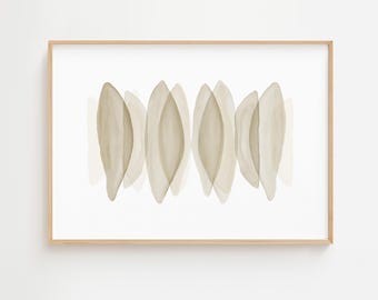 Impresión de arte moderno "Tranquilo", pintura abstracta de acuarela, arte mural beige grande, póster abstracto imprimible, arte mural zen pacífico, impresión de 40 x 30