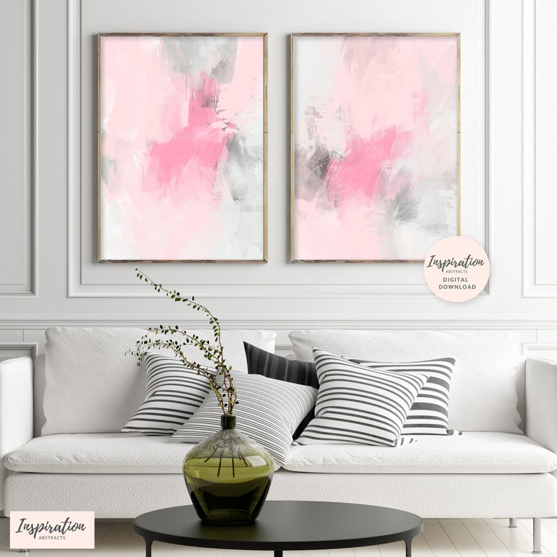 Large Abstract Art Set of Two Prints 24x36 Art Prints Dusty Etsy