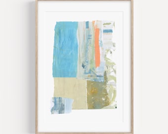 Arte abstracto costero para pared, arte costero moderno, arte azul coral topo, decoración de pared inspirada en el océano, estilo costero para el hogar