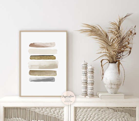 Neutral Brush Strokes Print, Minimalist Watercolour Painting, Abstract Art, Printable Art, Nursery Decor, Bedroom Wall Art, Zen Wall Art