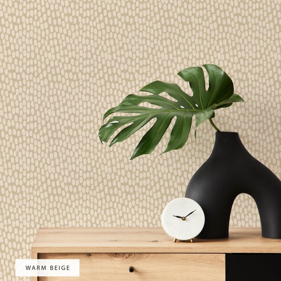 Modern Neutral Wallpaper, Beige Spots Pattern Wallpaper, Premium eco-friendly Wallcoverings, PVC free, Pre- pasted and Self- Adhesive