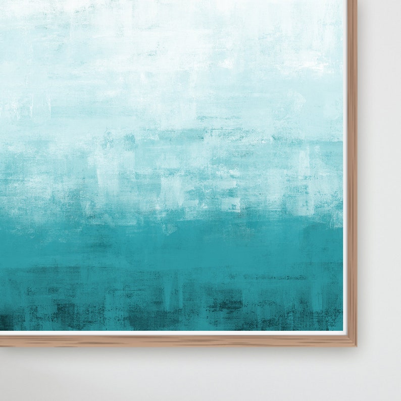 Ombre Wall Art Teal Painting Minimal Abstract Painting - Etsy