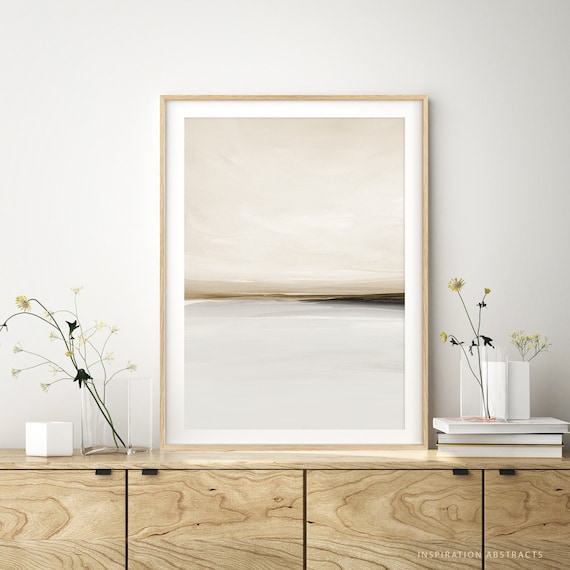Neutral Landscape Painting, Beige Grey Wall Art, Zen Wall Art, Abstract Art, Minimalist Painting, Large Printable Art