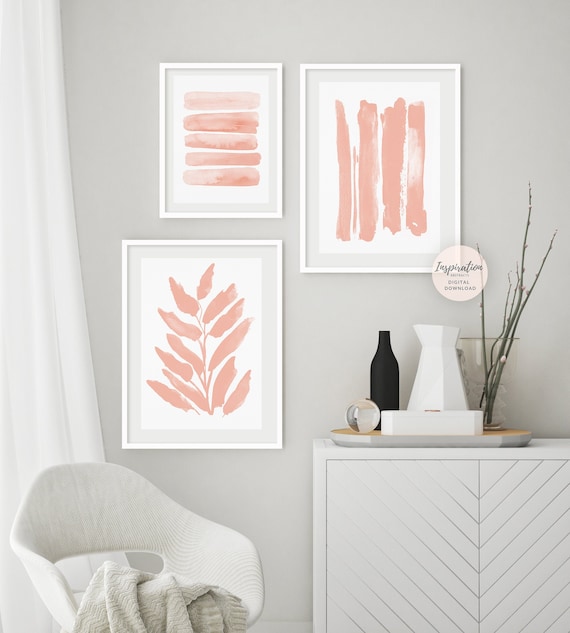 Blush Pink Gallery Wall Set, 3 Piece Wall Art, Printable Art, Nursery Wall Art, Nursery Print Set, Blush Pink Wall Art, Large Wall Art