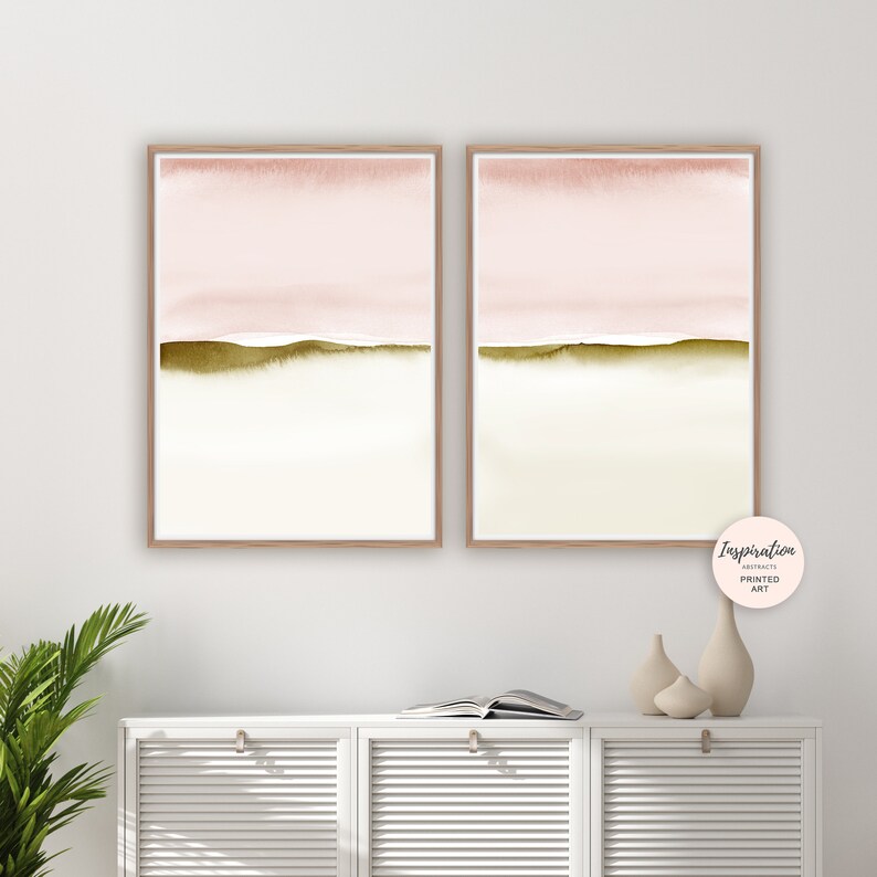 Set of Two Prints Blush Pink Wall Art Nursery Wall Art Etsy