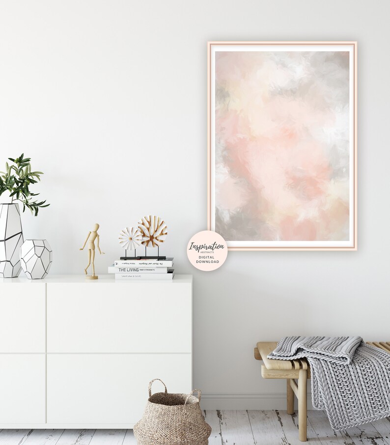 Blush Pink and Grey Painting Pink Abstract Art Pink Wall | Etsy
