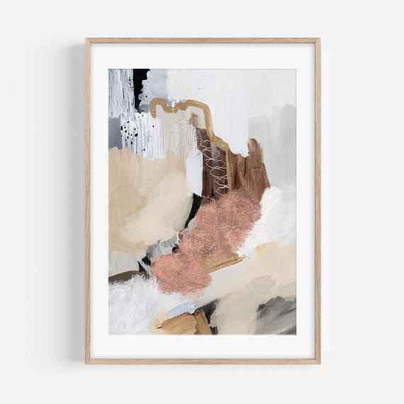 Large Neutral Abstract Painting- Printable Abstract Poster, Beige Brown Wall Art, Modern Digital Download Art, Earth Tones Living Room Art