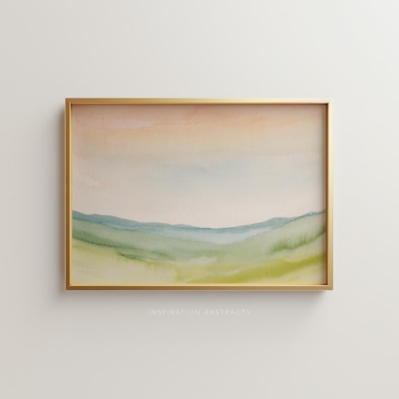 Pastel Watercolour Landscape Painting, Abstract Sunset Print, Abstract Landscape, Calm Art Print,  Instant Download Printable Art