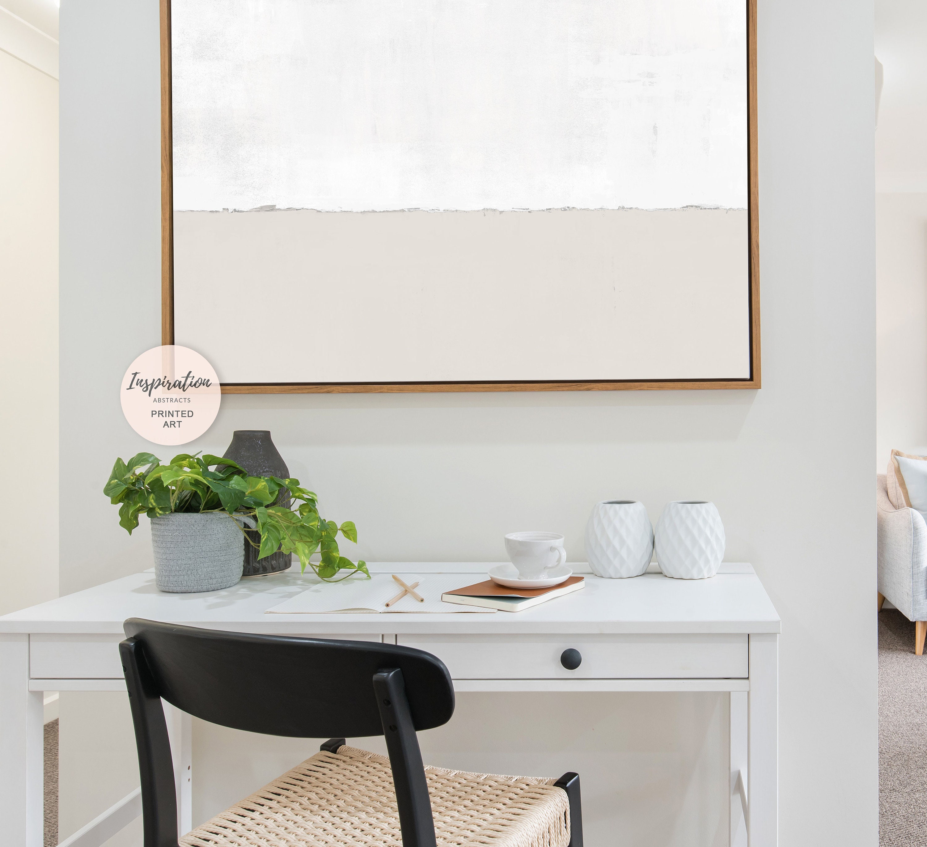 Large Minimalist Painting, Canvas Wall Art, Beige White Wall Art