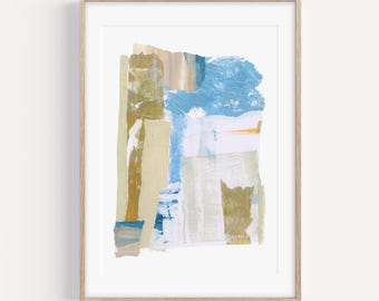 Lámina de arte abstracto costero, arte mural inspirado en el océano, obra de arte en tonos azul topo, decoración moderna y tranquila para el hogar, impresión artística giclée.