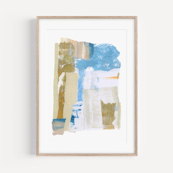 Coastal Abstract Art Print, Ocean Inspired Wall Art, Blue Taupe Artwork, Modern Calm Home Decor, Giclee Fine Art Print