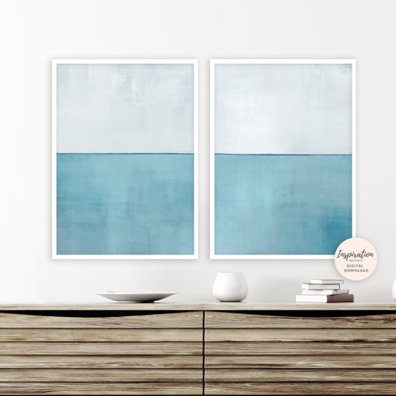 Large Minimalist Paintings, Beach House Art, Set Of 2 Prints, Abstract Art, Acrylic Paintings, Living Room Decor, Rothko Inspired