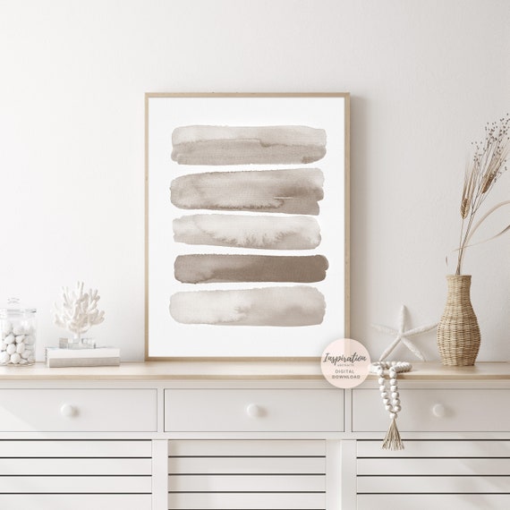 Beige Brushstrokes Print, Minimal Watercolour Print, Abstract Art, Printable Art, Neutral Decor, Zen Wall Art, Calming Wall Art
