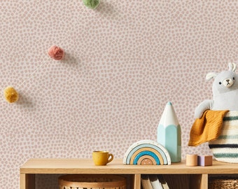 Pink Dots Hand Painted Wallpaper, Spots Wallpaper, Bedroom Wallpaper, Nursery Wallpaper, Peel and Stick, Removable Wallpaper