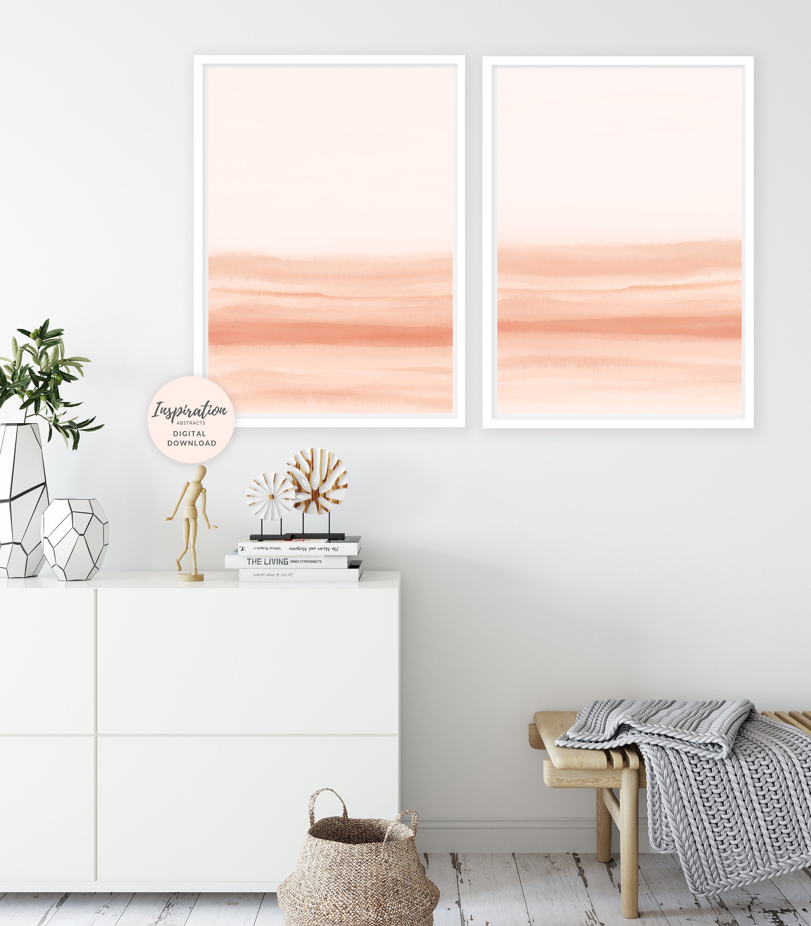 Set Of 2 Prints Watercolour Paintings Burnt Orange Wall Art