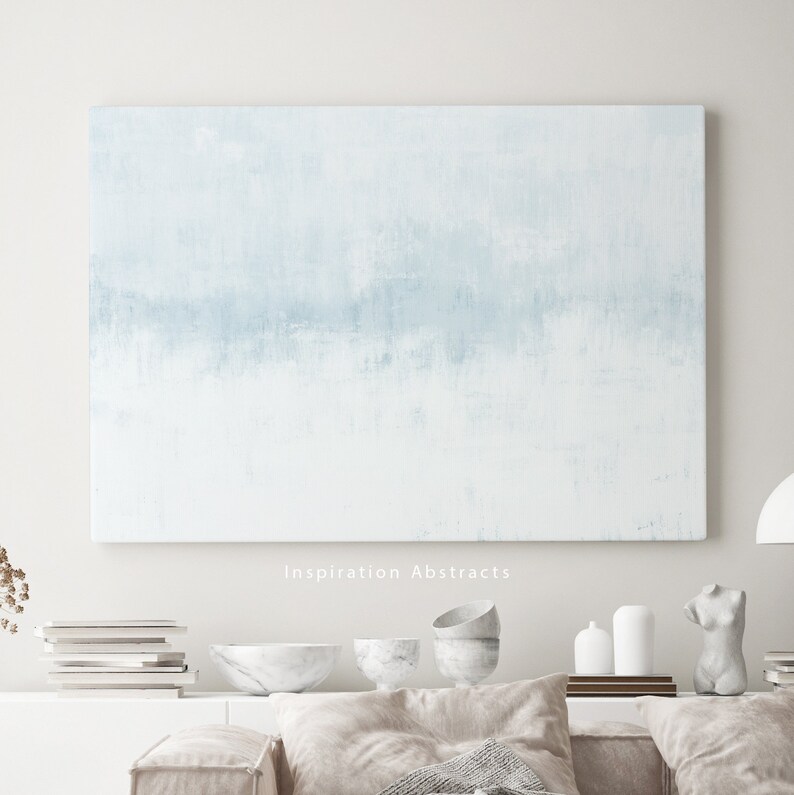 Pale Blue Wall Art Minimal Canvas Art Zen Wall Art Large Etsy