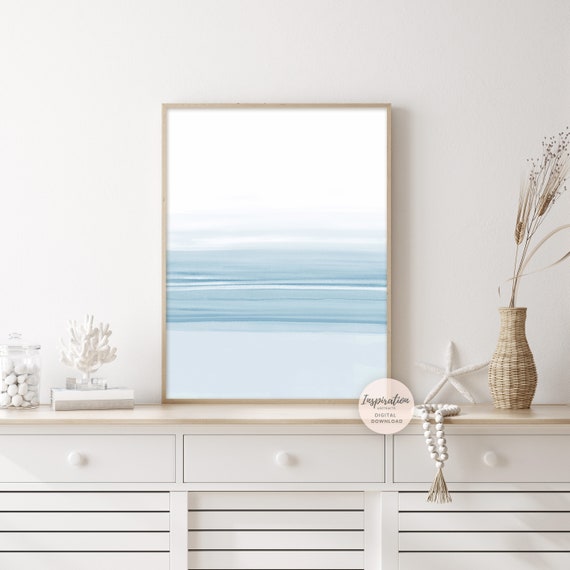 Blue Watercolour Painting, Coastal Wall Art, Minimalist Print, Zen Wall Art, Printable Art, Abstract Art, Nursery Print, Lake House Decor