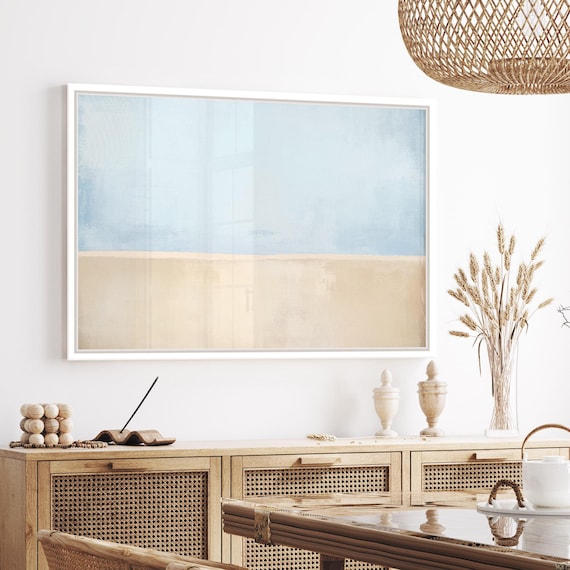 Large Blue and Beige Abstract Painting, Contemporary Abstract Art, Rothko inspired Art, Minimalist Wall Art, Coastal Living Room Art