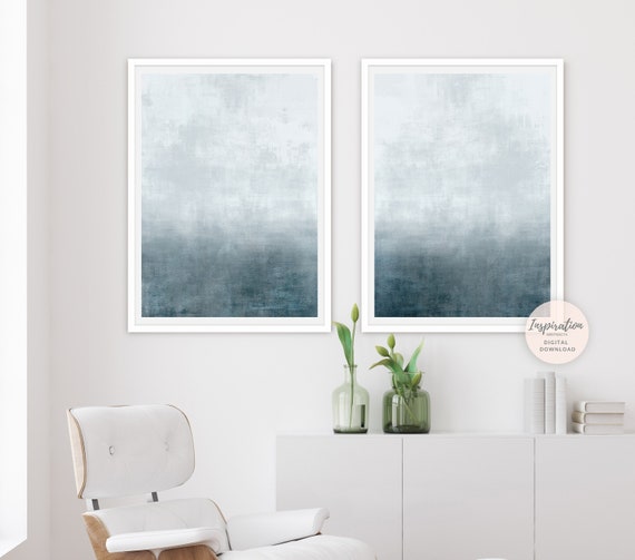 Set Of Two Calming Abstract Paintings, Minimal Paintings, Printable Art, Zen Wall Art, Large Wall Art, Ombre Wall Art Set, Acrylic Art