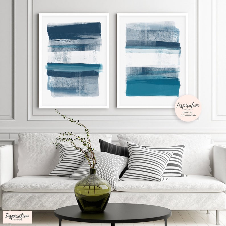 Navy Blue Wall Art Set of 2 Art Prints Large Wall Art 50X70 Etsy