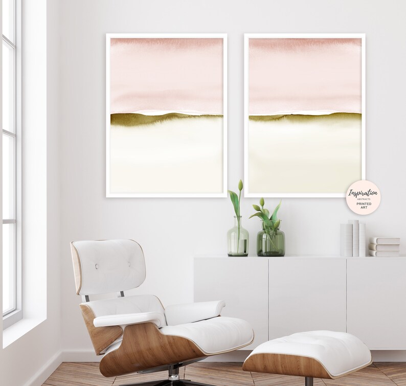 Set of Two Prints Blush Pink Wall Art Nursery Wall Art Etsy