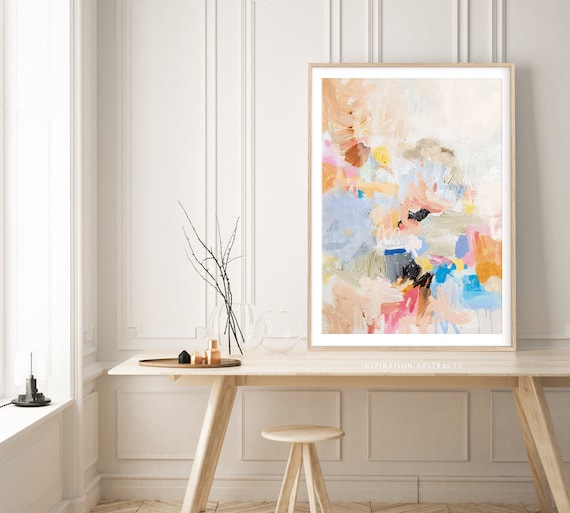 Colourful Contemporary Art, Modern Abstract Painting, Large Printable Poster, Mood-boosting Artwork, Vibrant Office Art, Girls Nursery Art