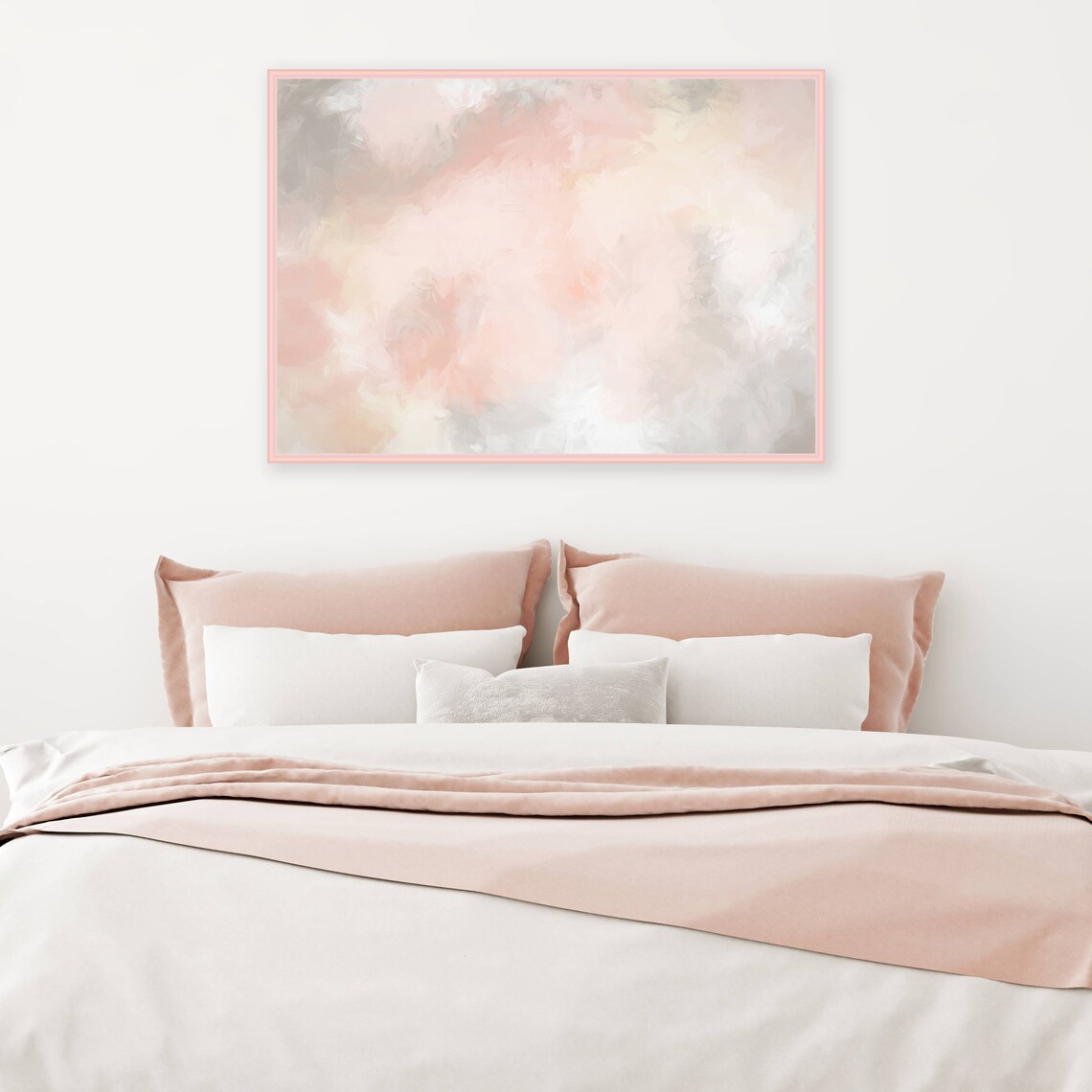 Blush Pink and Grey Painting Pink Abstract Art Pink Wall Etsy