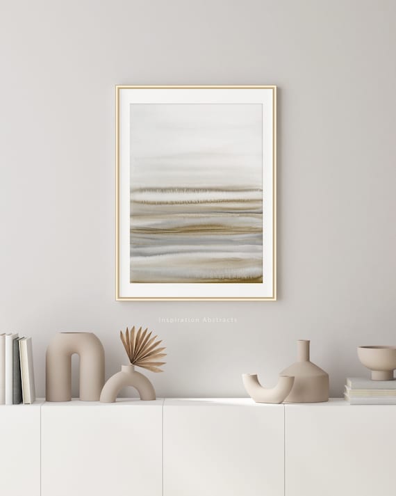 Abstract Watercolour Painting, Large Printable Art, Neutral Abstract Art, Large Minimal Art, Grey Brown Wall Art