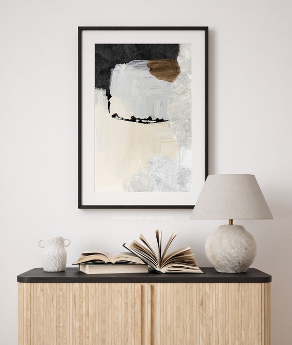 Large Abstract Painting, Neutral Modern Art, Instant Download, Contemporary Art Print, Mixed Media Art, Large Wall Art