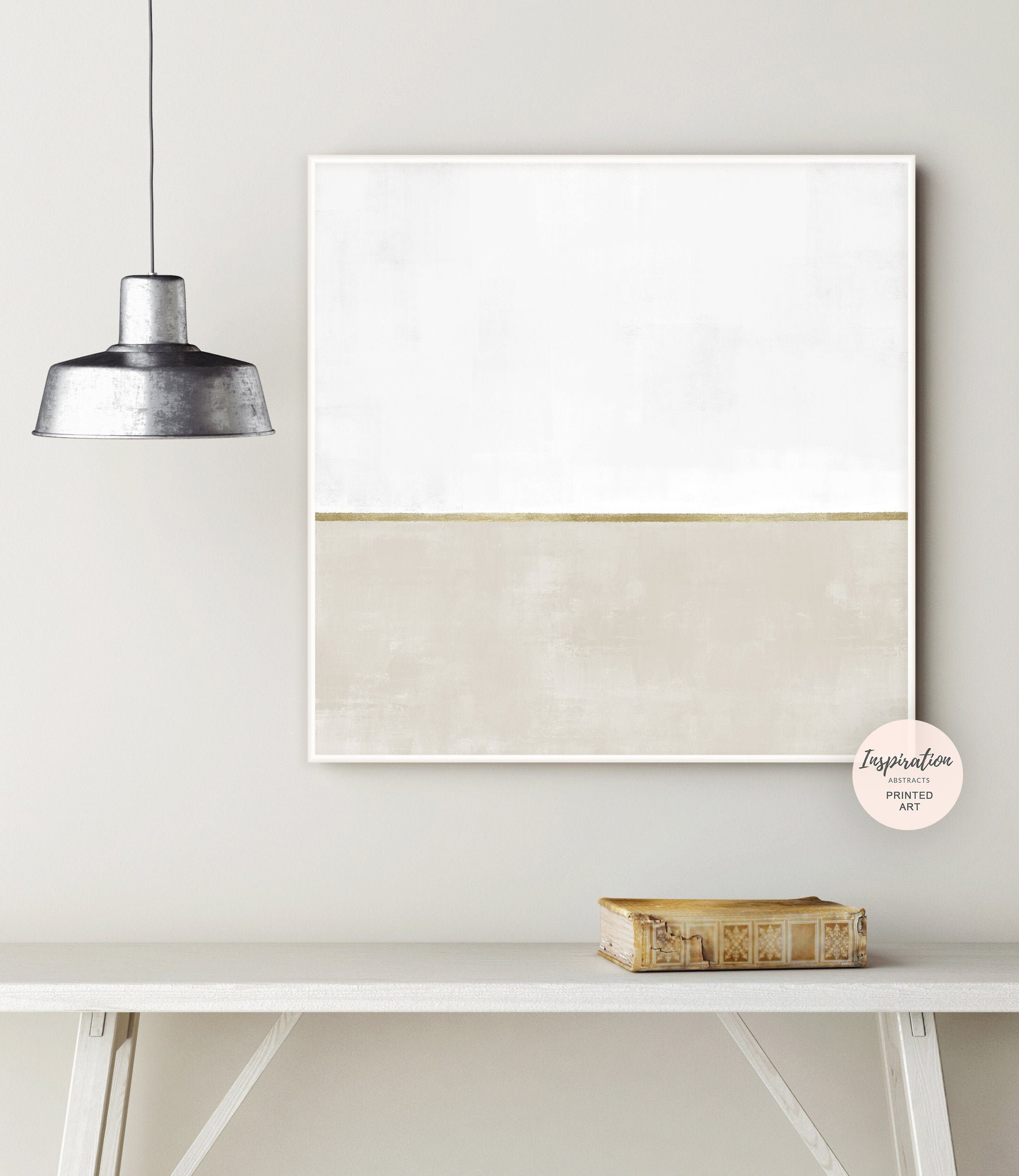 Large Minimal Wall Art Beige White and Gold Canvas Wall Art Etsy