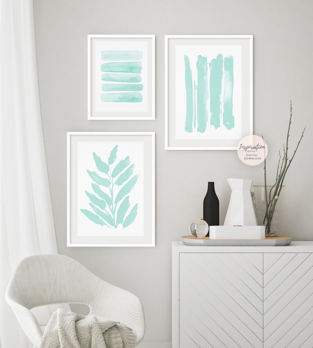 Pale Mint Gallery Wall Set, Nursery Prints, Printable Art, Modern Wall ...