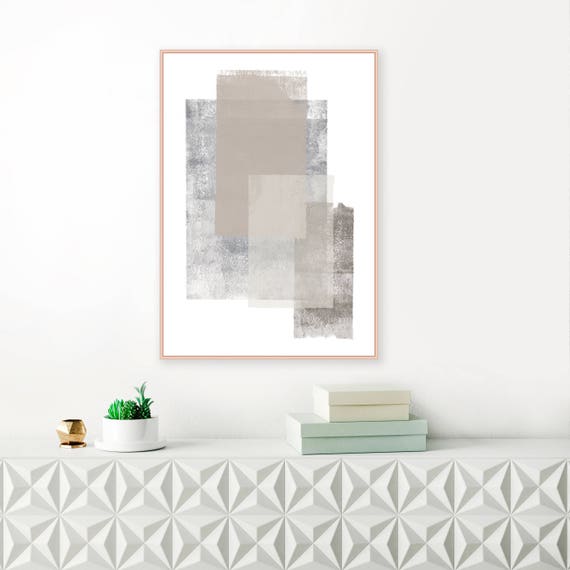 Grey and Brown Minimalist Abstract Art, Large Modern Painting