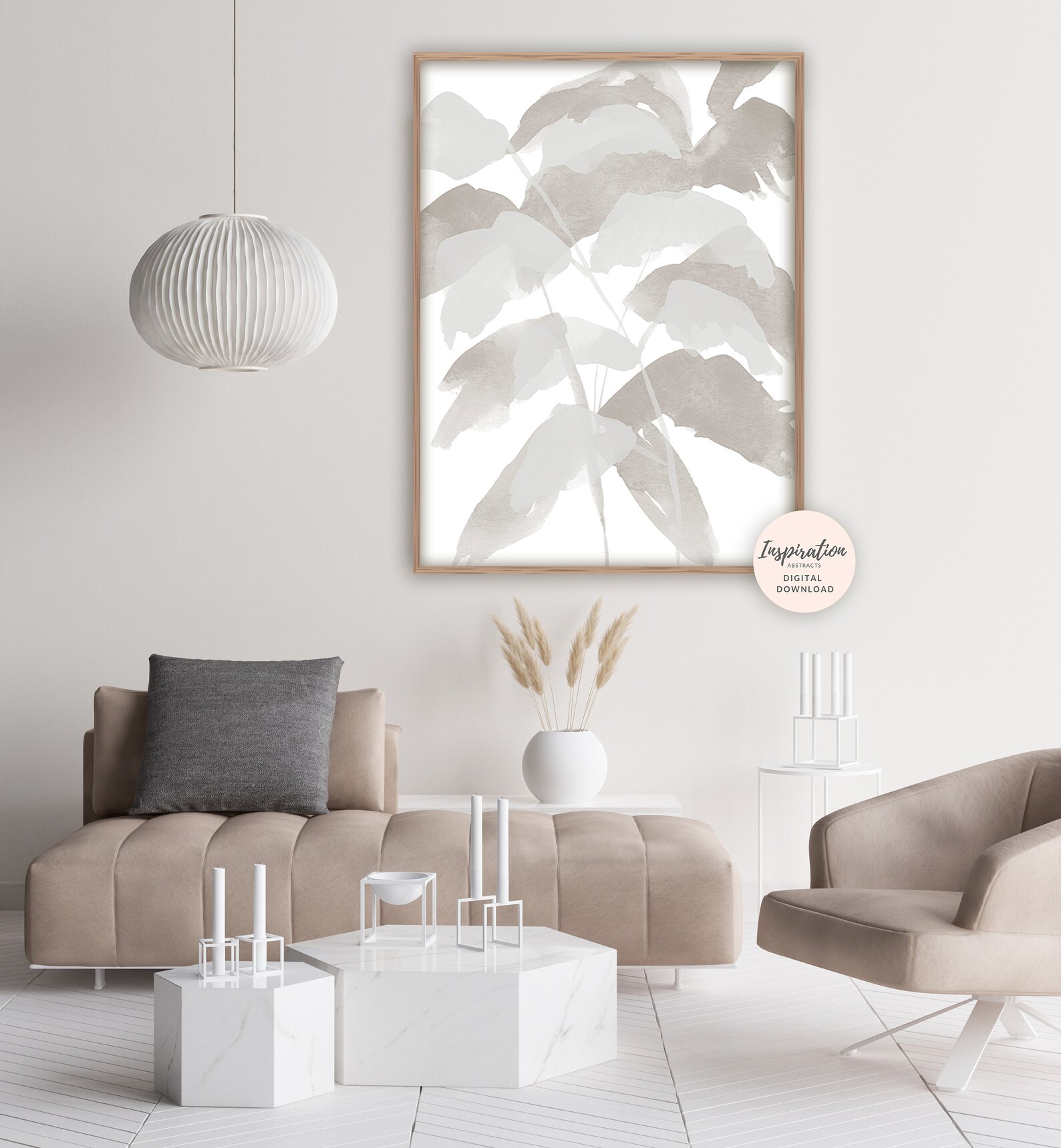 Set of 2 Prints Leaf Prints Neutral Wall Art Leaf Poster | Etsy