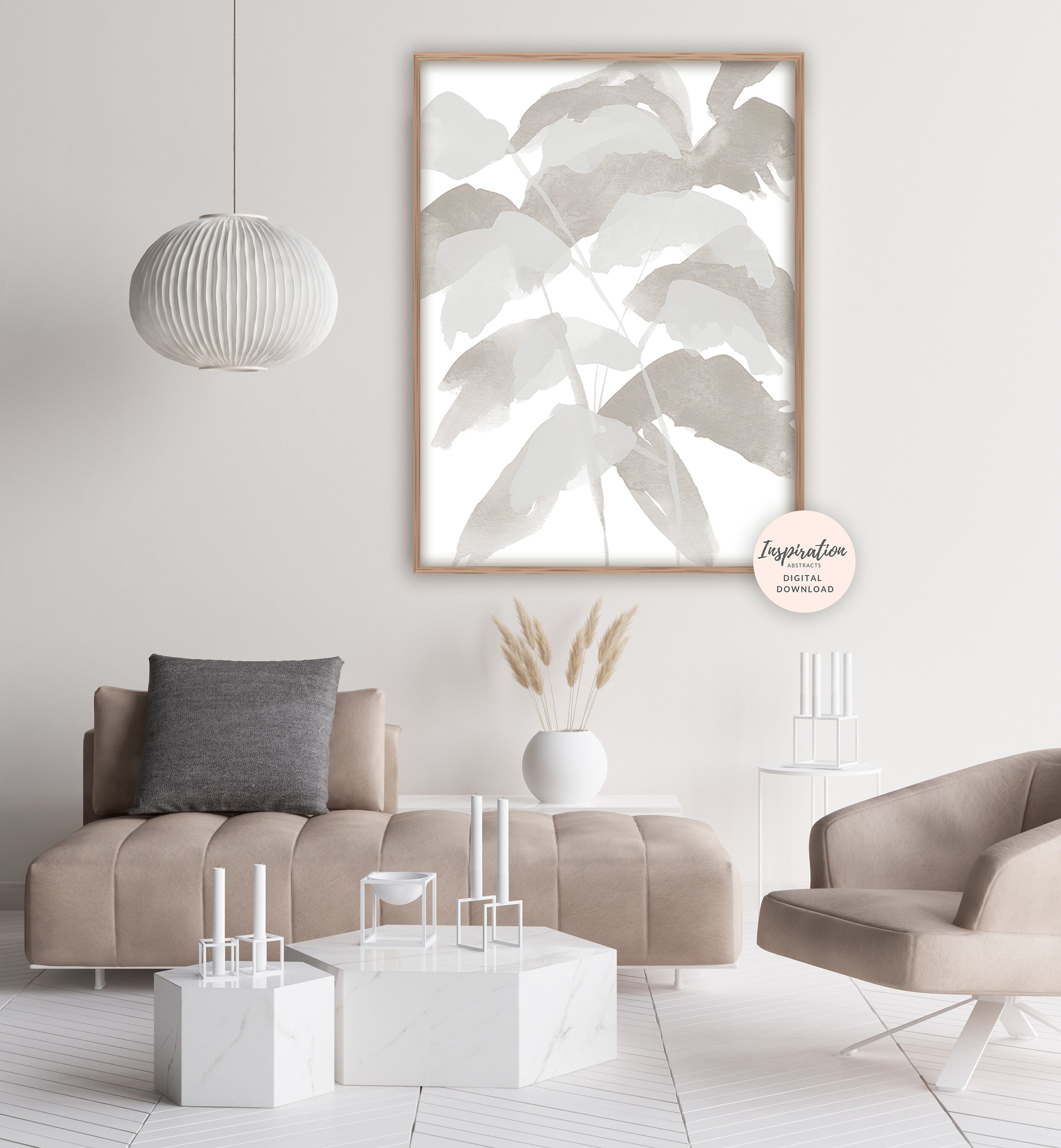 Set of 2 Prints, Leaf Prints, Neutral Wall Art, Leaf