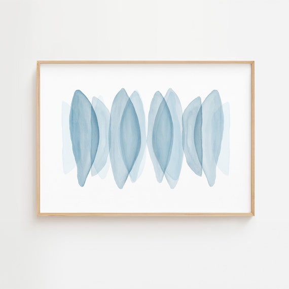 Serene Watercolour Painting, Large Blue Wall Art, Calm Abstract Art, Simple Modern Printable, Peaceful Zen Art Print, 40X30 Wall Art